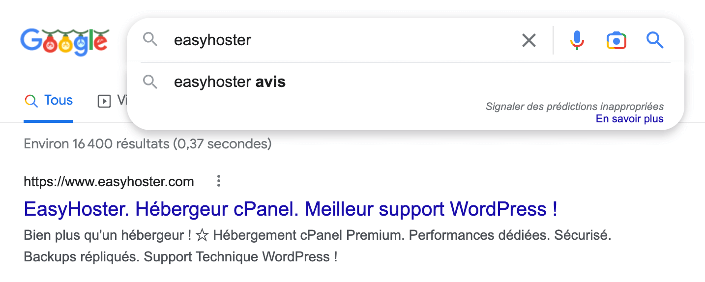 EasyHoster Avis sur Google
