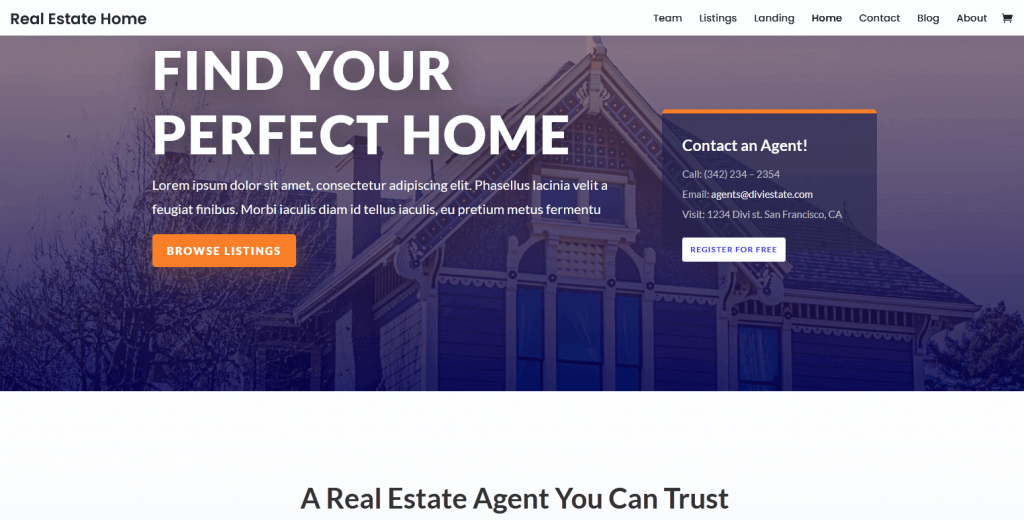 Divi: el mejor tema para agentes inmobiliarios