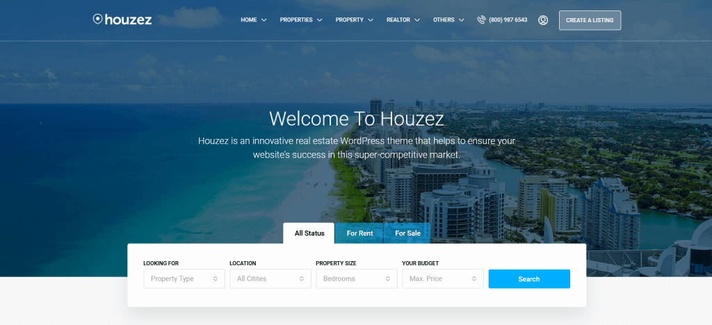 Houzez: segundo mejor tema de WordPress para anuncios inmobiliarios