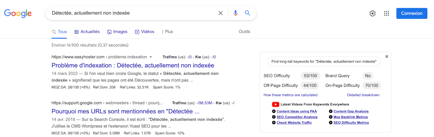 Détectée, actuellement non indexée
